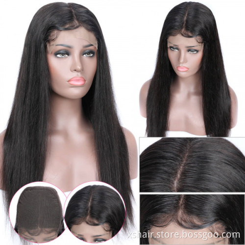 Wholesale OEM Brazilian150% Density Wig Virgin Straight Body Wave Human Hair Frontal Wig 6x6 Lace Front Closure Wig